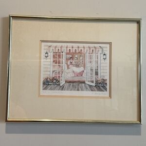 Vintage Helen Downing Hunter "Tea & Crumpets" Framed Art Print Canadian Cottage